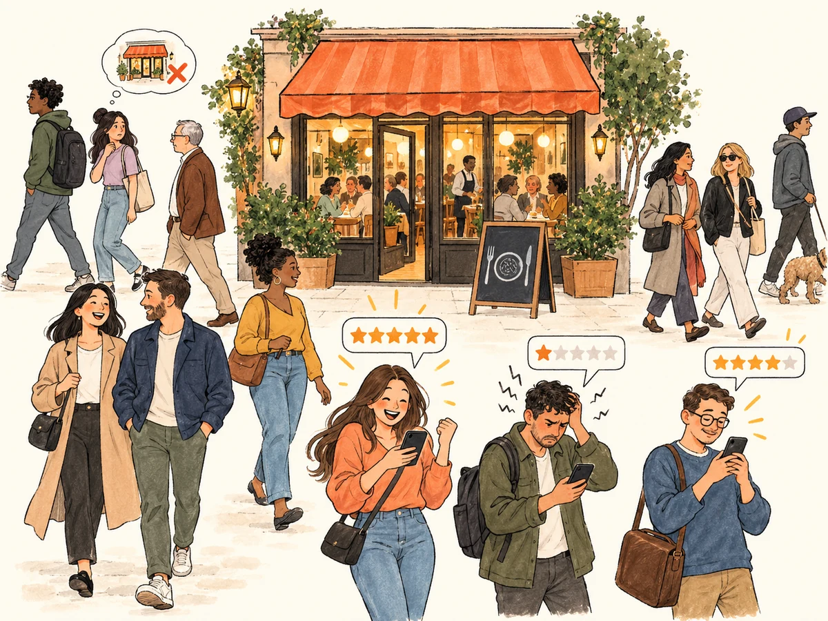 Restaurant review participation bias illustration.