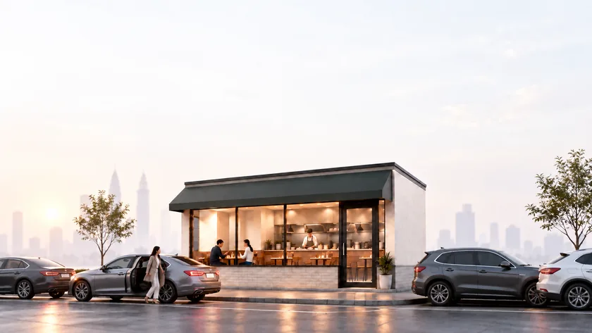 Cars and a busy entrance creating an access question for diners
